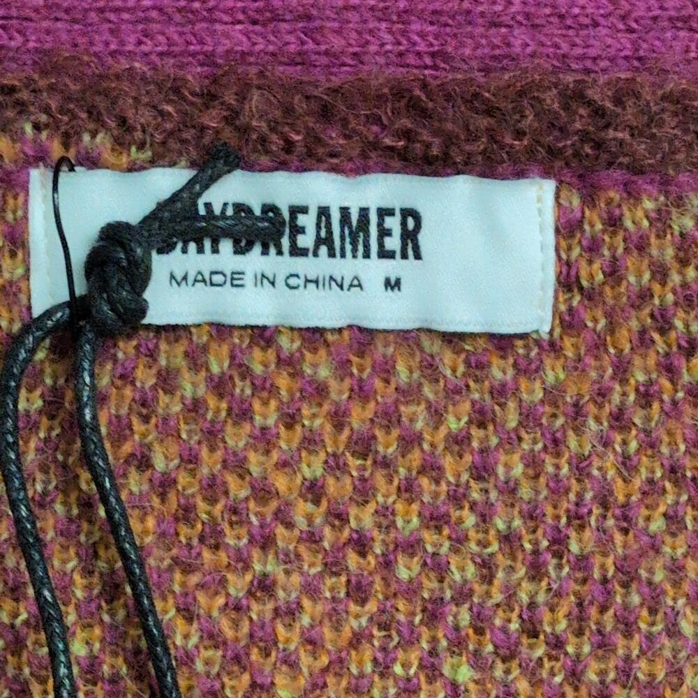 NWT Daydreamer Fuchsia Sunset Argyle Button V Neck Long Sleeve Cardigan M New - Picture 5 of 11